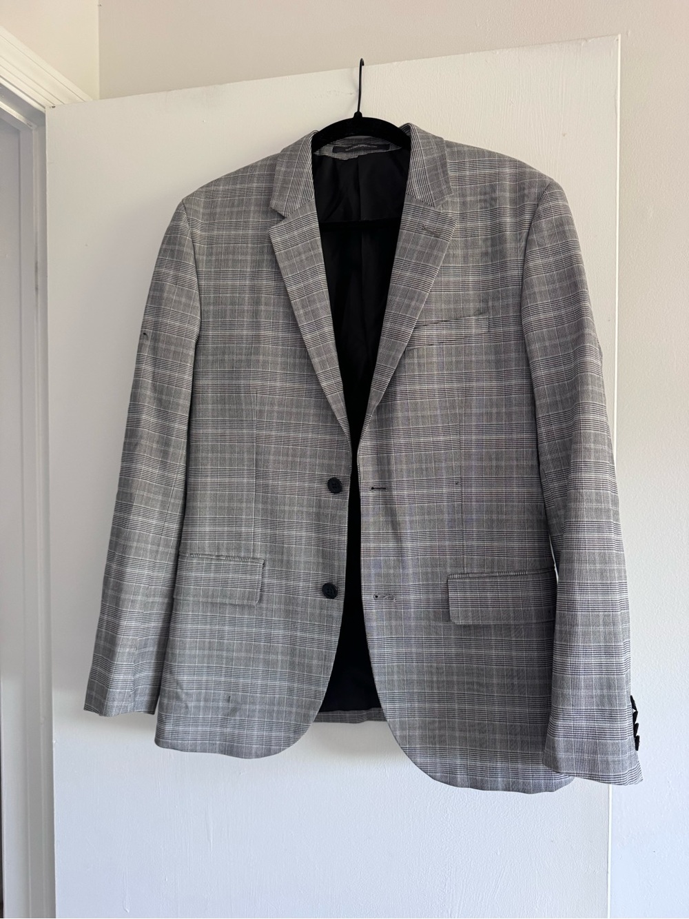 H&M Gray Windowpane Plaid Men's Blazer